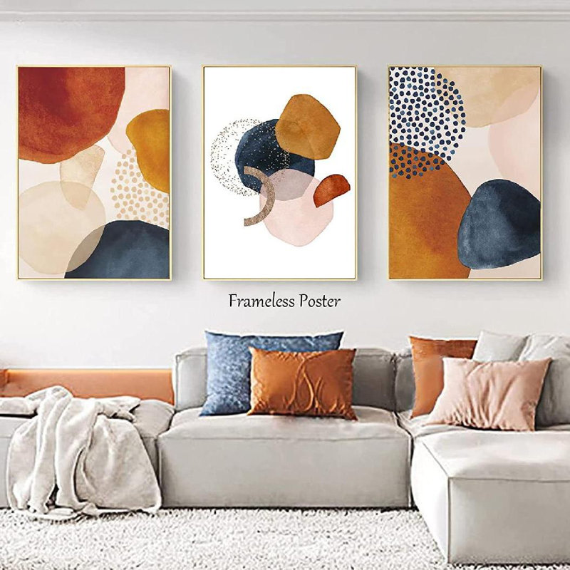 Latitude Run® Blue Orange Terracotta Wall Art Canvas Orange And Blue Wall Prints For Living Room